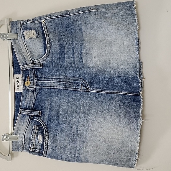 Frame Denim Skirts Women's Le Mini Raw Edge Denim Jean Skirt Size 27 - Picture 2 of 16